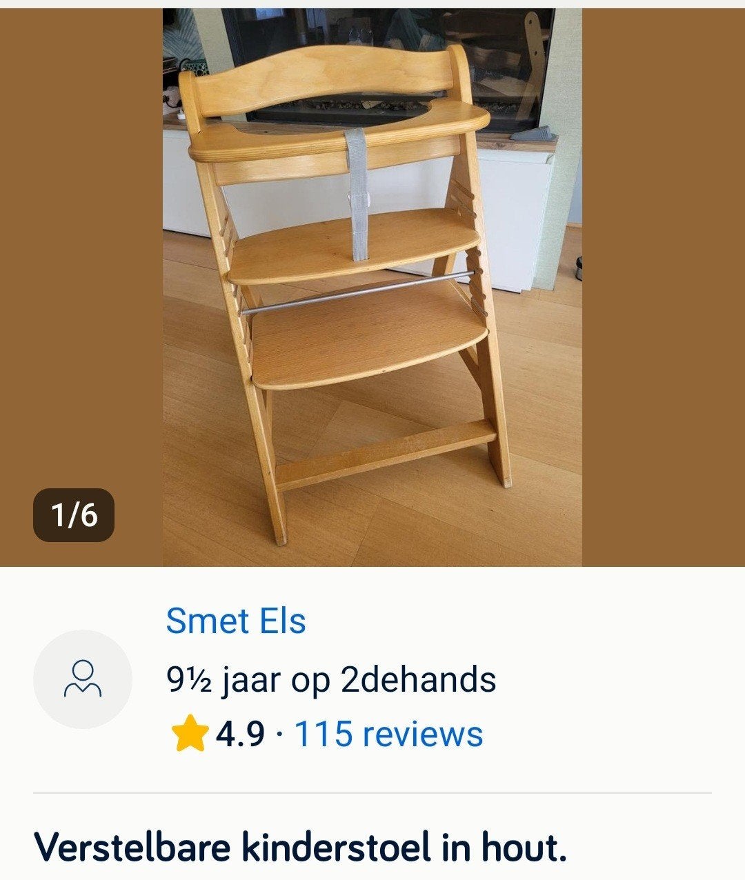 Houten verstelbare kinderstoel . Weg wegens dubbel gebruik., Ophalen