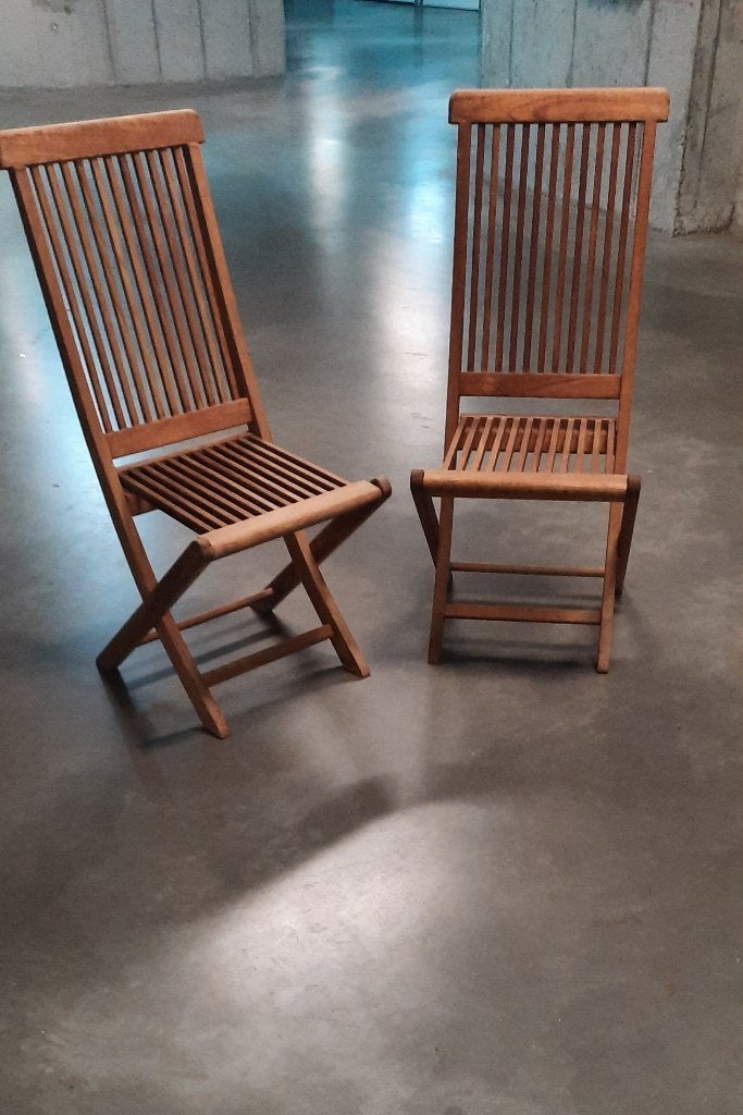 Teak tuinstoelen, Tuin en Terras, Tuinstoelen, Ophalen, Zo goed als nieuw, Teakhout, Inklapbaar