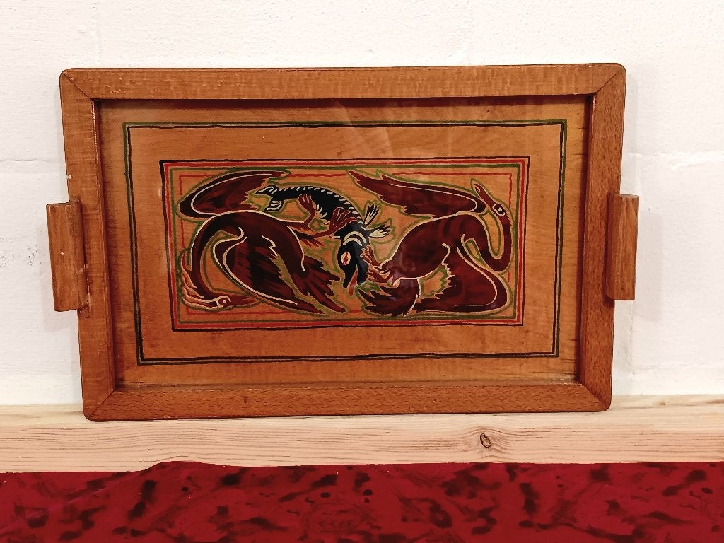 plateau en bois vitré, Enlèvement ou Envoi, Utilisé, Rectangulaire, Bois