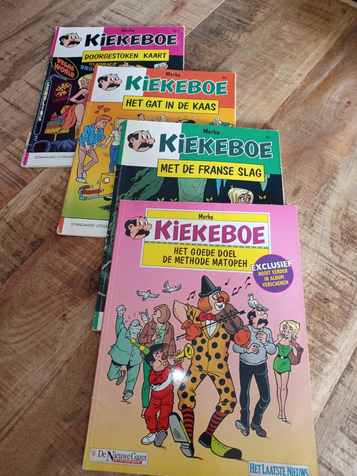 4 kiekeboestrips, Boeken, Meerdere comics, Ophalen of Verzenden, Gelezen, Merho - kiekeboe