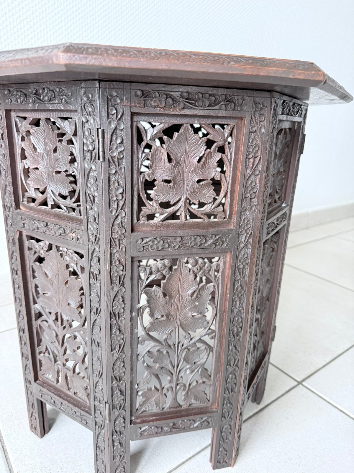 Table d'appoint octogonale pliante en tecks, Maison & Meubles, Enlèvement, Comme neuf, Teck