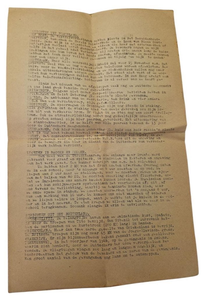 journal néerlandais original de la résistance à la Seconde, Collections, Enlèvement ou Envoi
