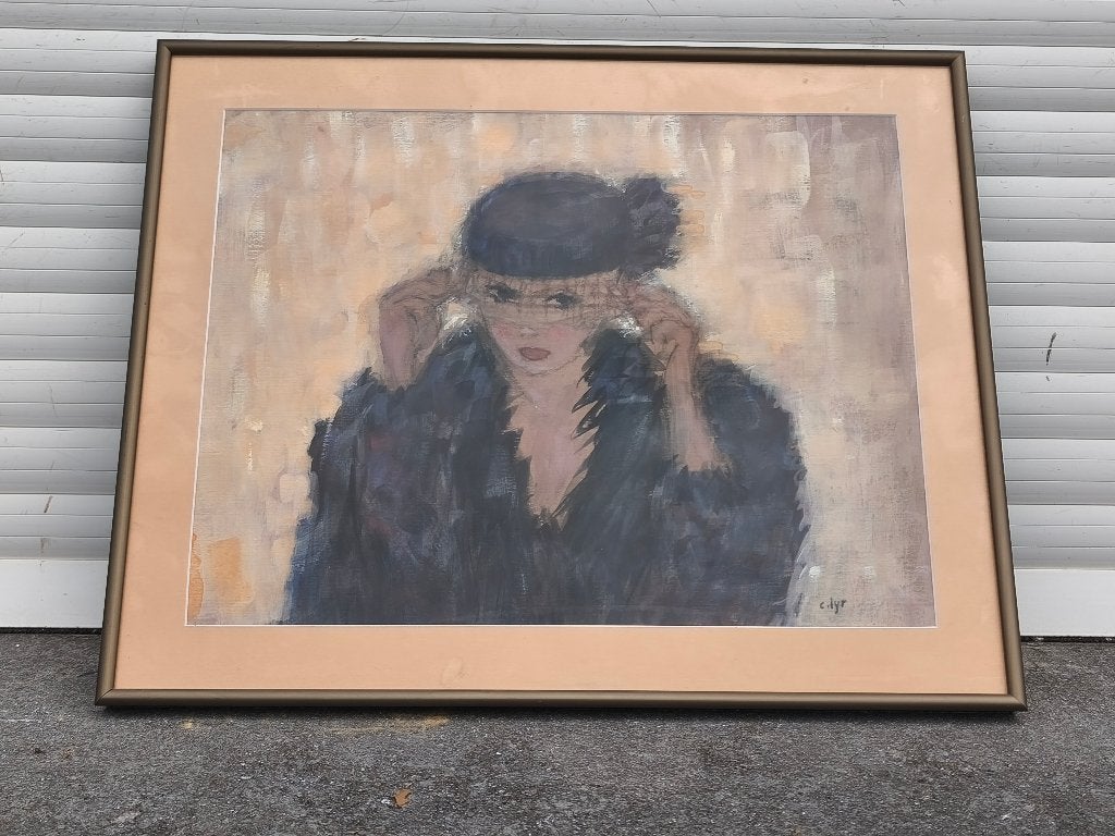 Huile sur papier femme signe claude lyr, Enlèvement ou Envoi, Papier