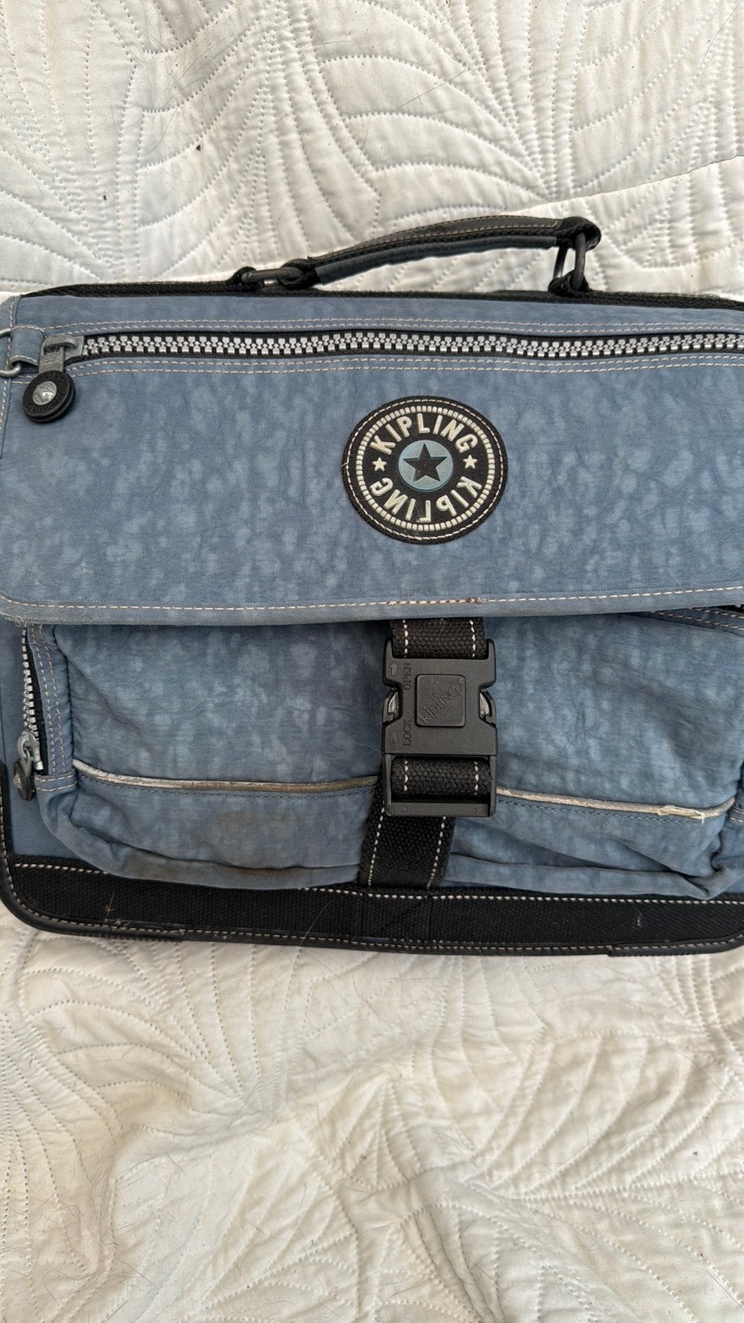 Kipling boekentas, Ophalen, Blauw, Schoudertas, 30 tot 40 cm