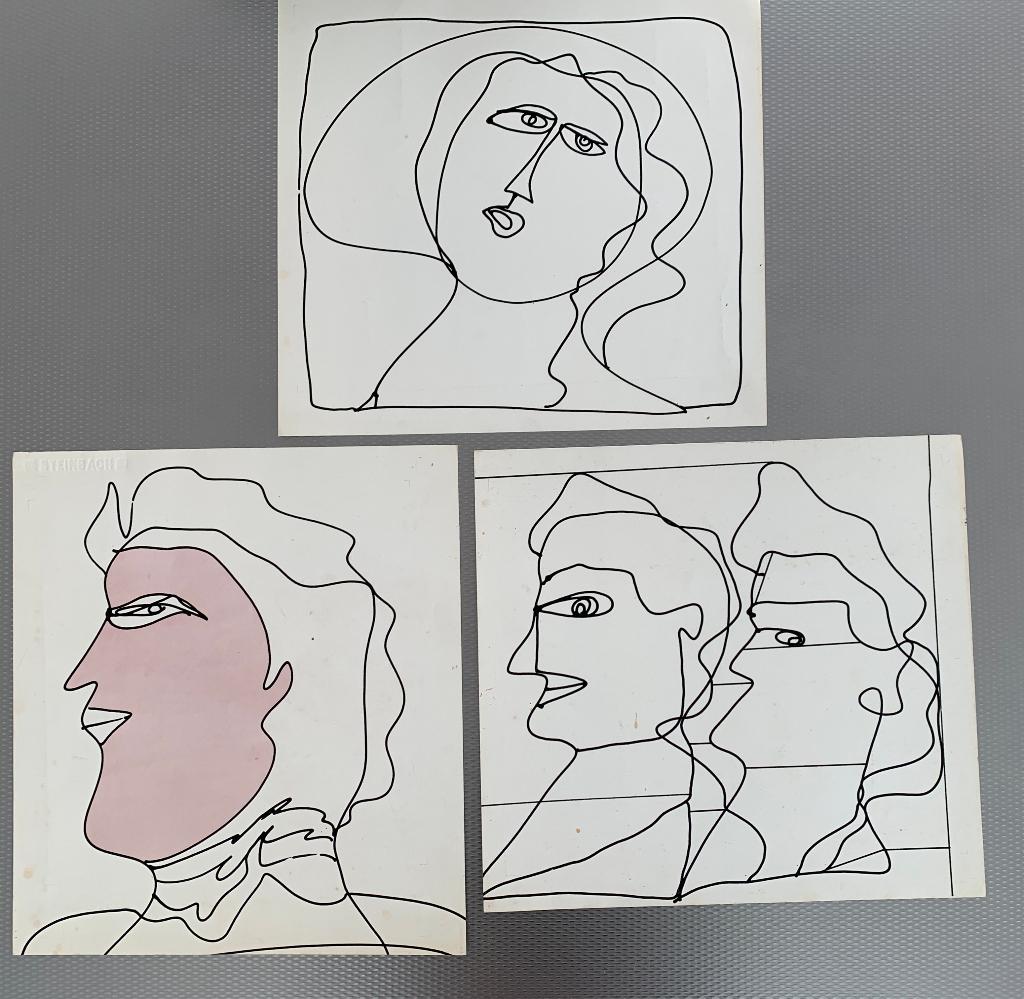Jeanine Behaeghel - Lot van 3 tekeningen, Enlèvement ou Envoi