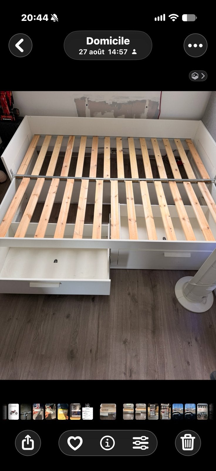 Lit IKEA extensible 1 à 2 personnes 180  200 cm - 2 tiroirs, Maison & Meubles, Enlèvement, Utilisé, 180 cm, Deux personnes