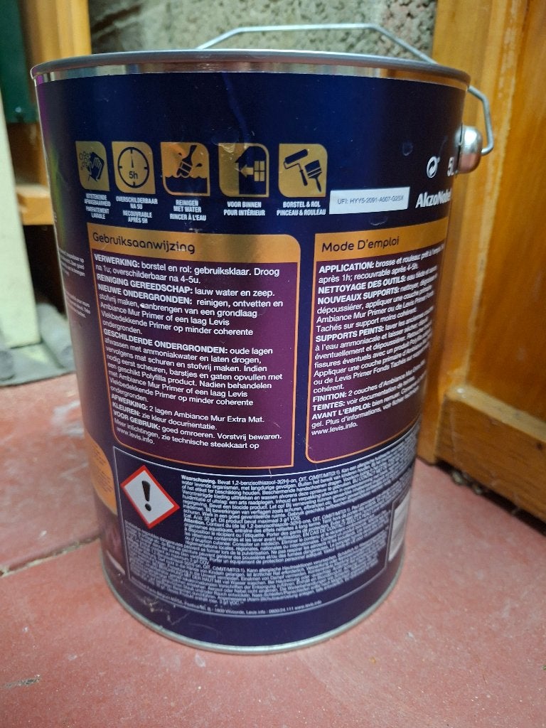 LEVIS verfblik fresh orange 5L (nieuw, ongeopend), Ophalen, 5 tot 10 liter, Nieuw, Oranje