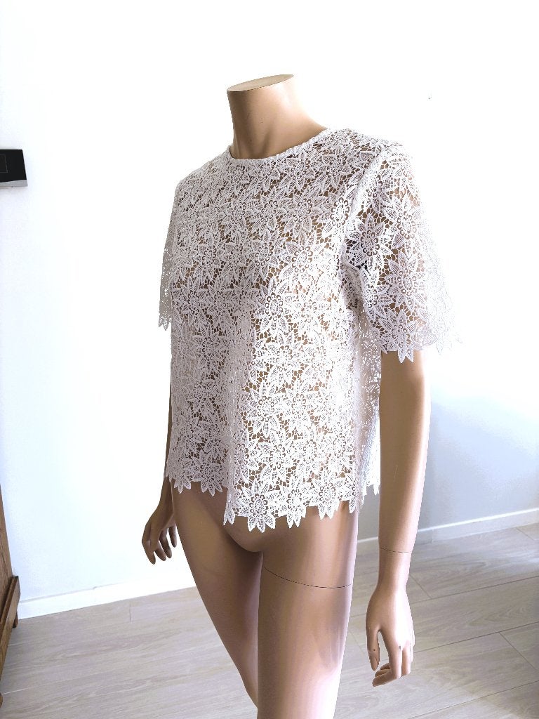 Zara Woman kanten blouse – maat M – verfijnd kant, Kleding | Dames, Blouses en Tunieken, Maat 38/40 (M), Verzenden, Wit, Zo goed als nieuw