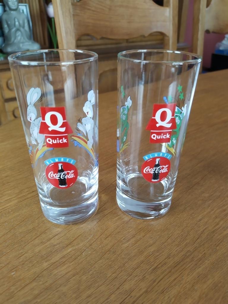 2 verres Disney - Quick - H 14,5 cm - D 6 cm, Collections, Verres & Petits Verres, Enlèvement