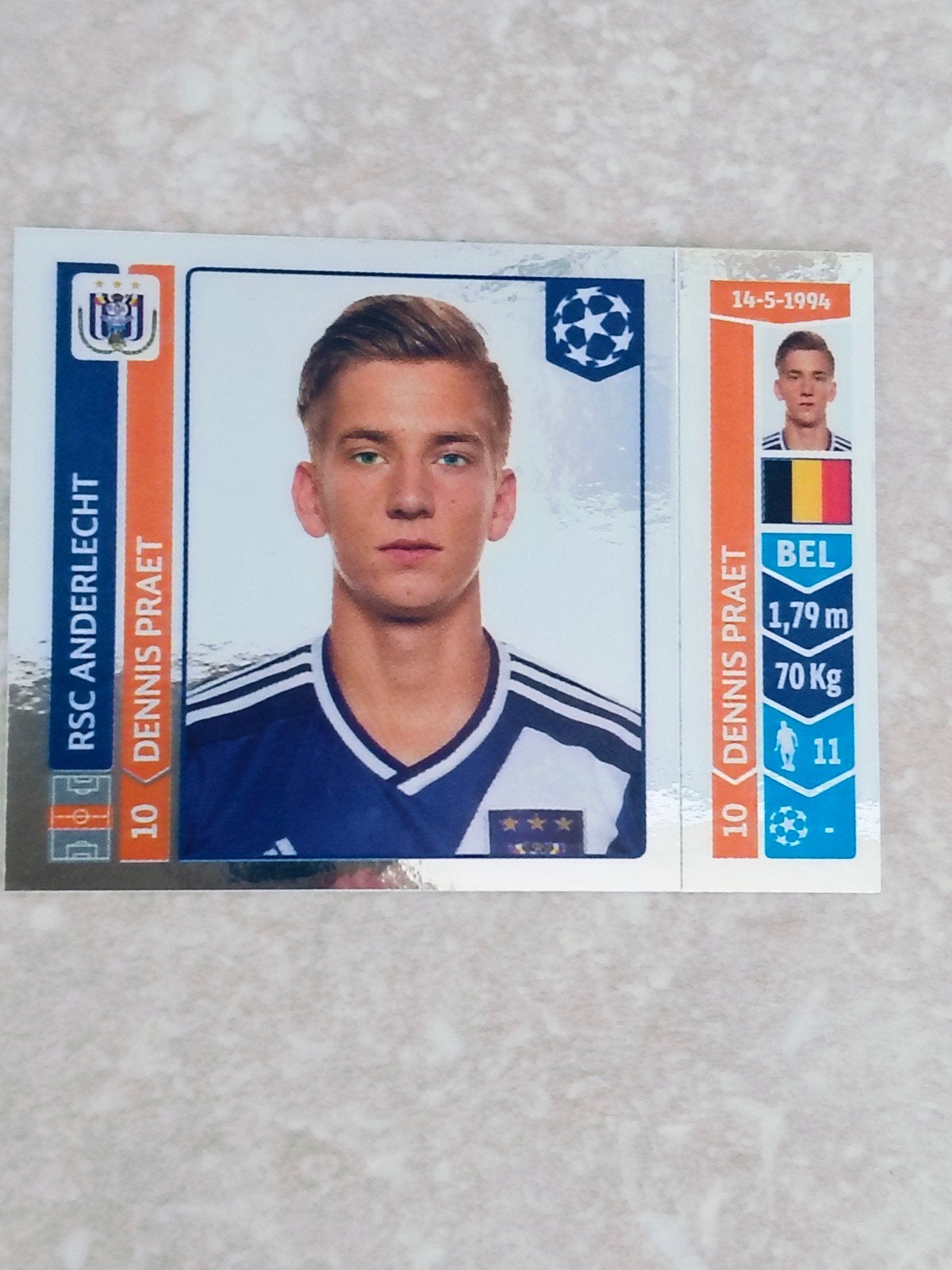 Panini sticker Champions League Dennis Praet Anderlecht, Enlèvement ou Envoi, Autocollant