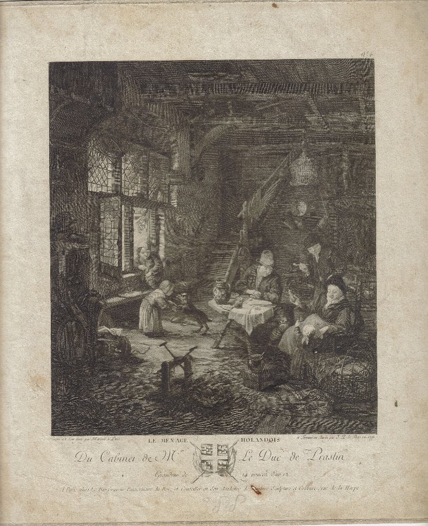 Pietro Antonio Martini & Jacques-Philippe LeBas ets uit 1771, Ophalen, Dagelijks leven, Ets, Origineel