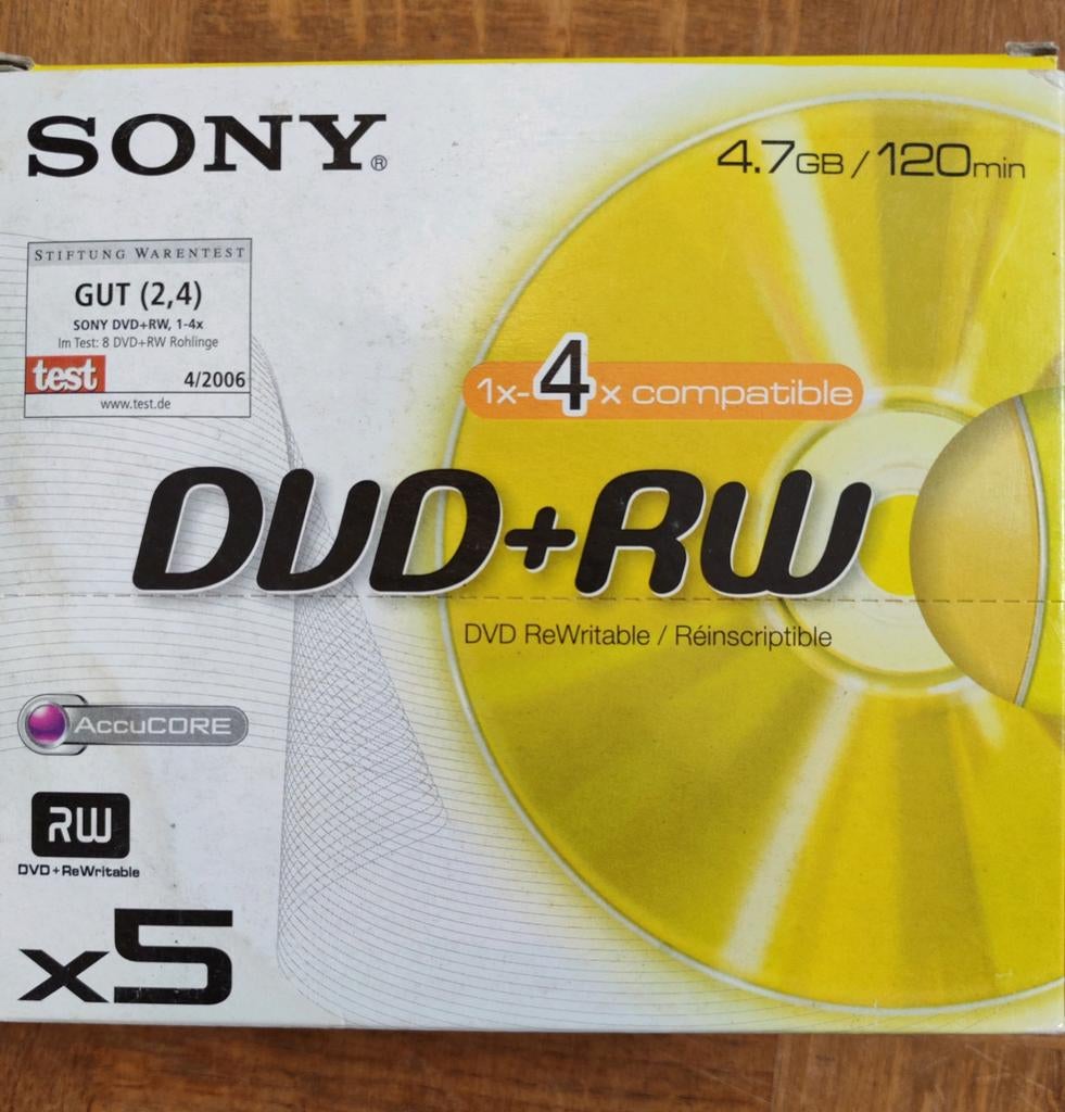 Sony DVD+RW Sony 4,7 gb/ds/5 pack, Computers en Software, Beschrijfbare discs, Ophalen, Herschrijfbaar, Nieuw, Dvd