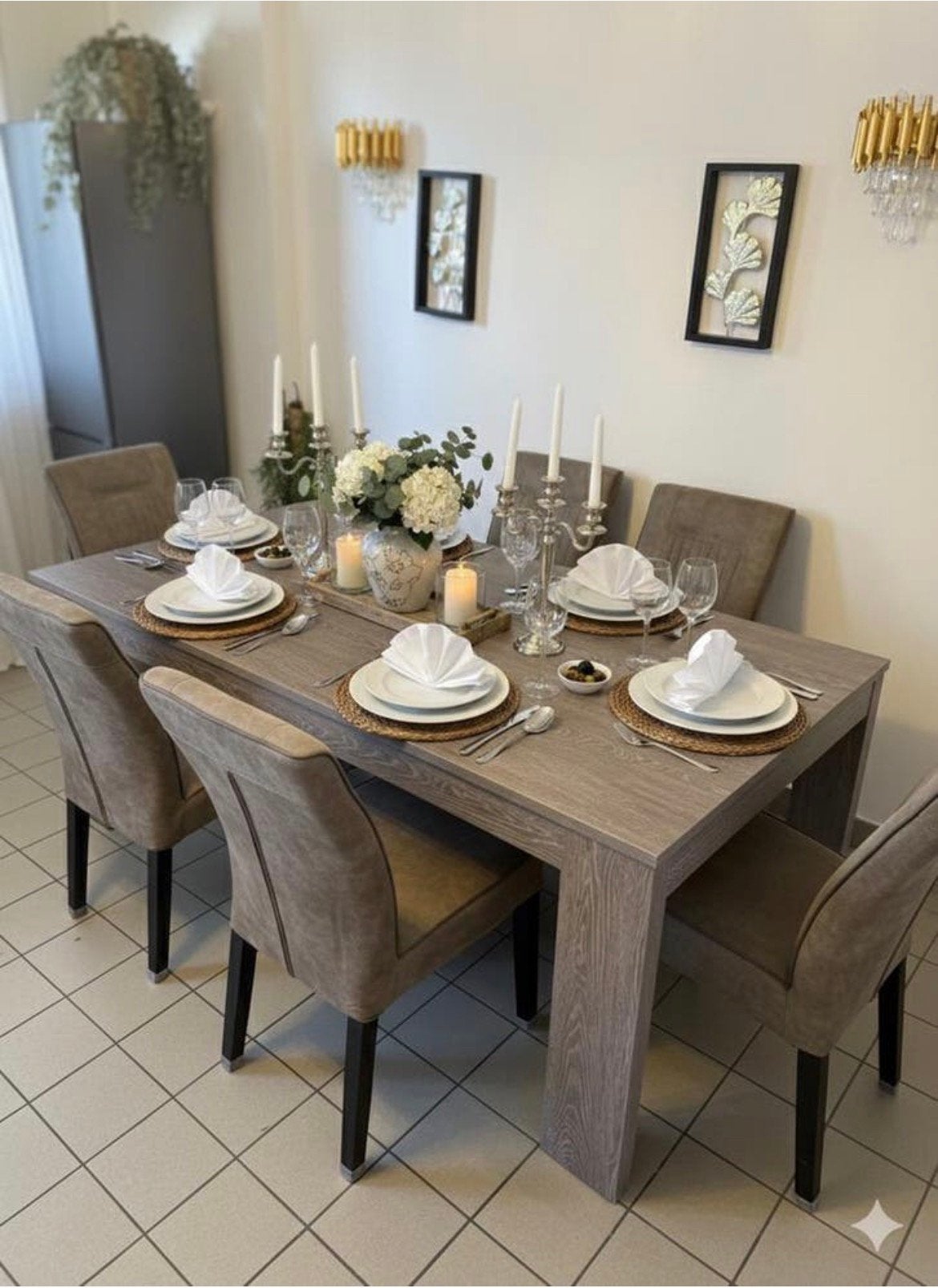 Grande Table à Manger Design et Finition Chêne Gris (190 cm), Enlèvement, Comme neuf, 6 à 8 chaises