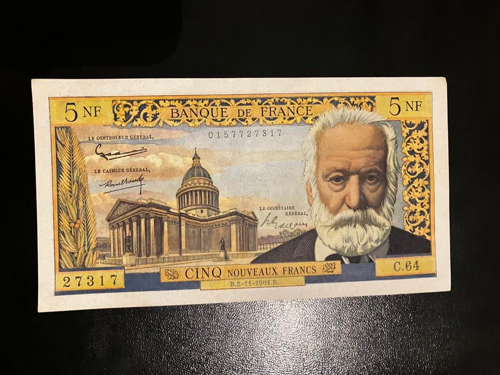 5 nouveaux francs - Victor Hugo - 1961 XF ! ! !, Enlèvement ou Envoi
