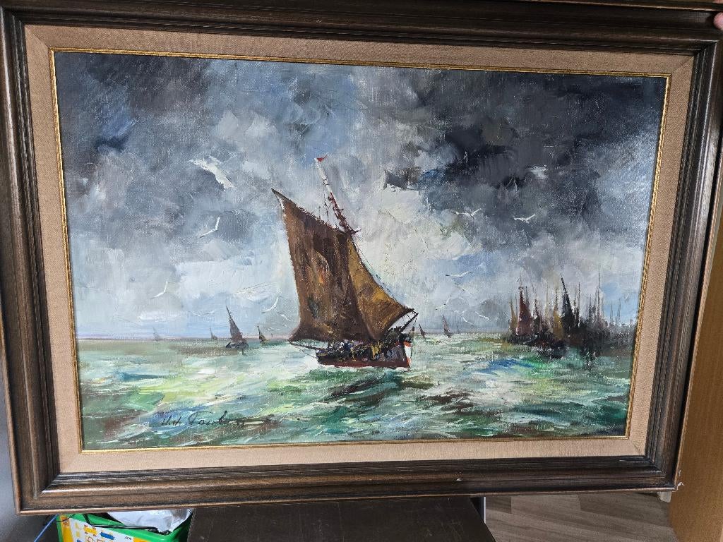Schilderkunstenaar JJ FOULON  prachtige houten lijst, Antiek en Kunst, Ophalen