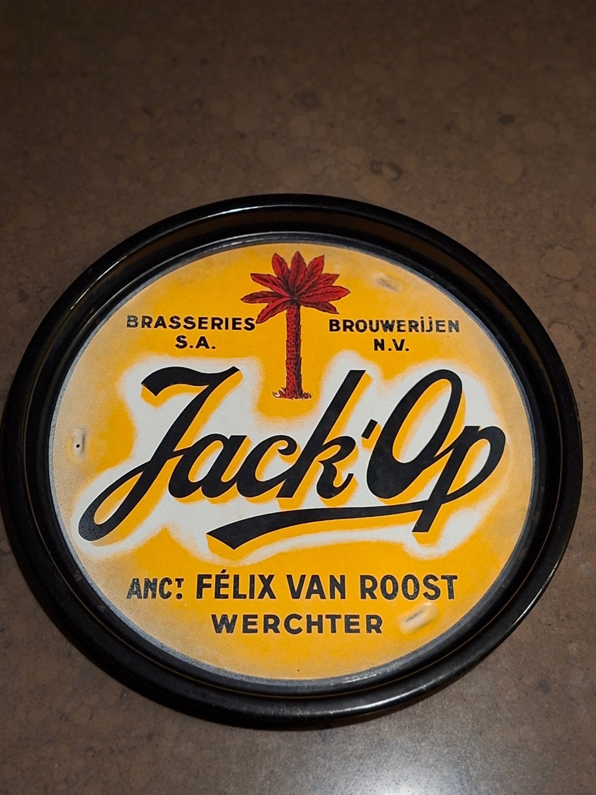 Email plateau Jack Op Werchter zeer goede staat, Verzamelen, Biermerken, Gebruikt, Reclamebord, Plaat of Schild, Overige merken