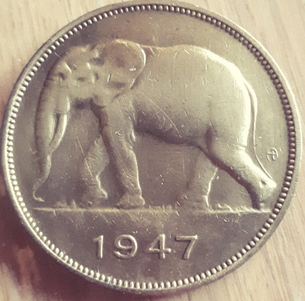 Belgisch CONGO : 5 FRANK 1947 KM 29  XF, Ophalen of Verzenden, Overige landen, Losse munt