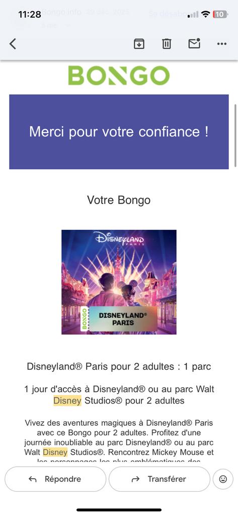 Disney 2 adultes 1 parc, Enlèvement ou Envoi, Neuf