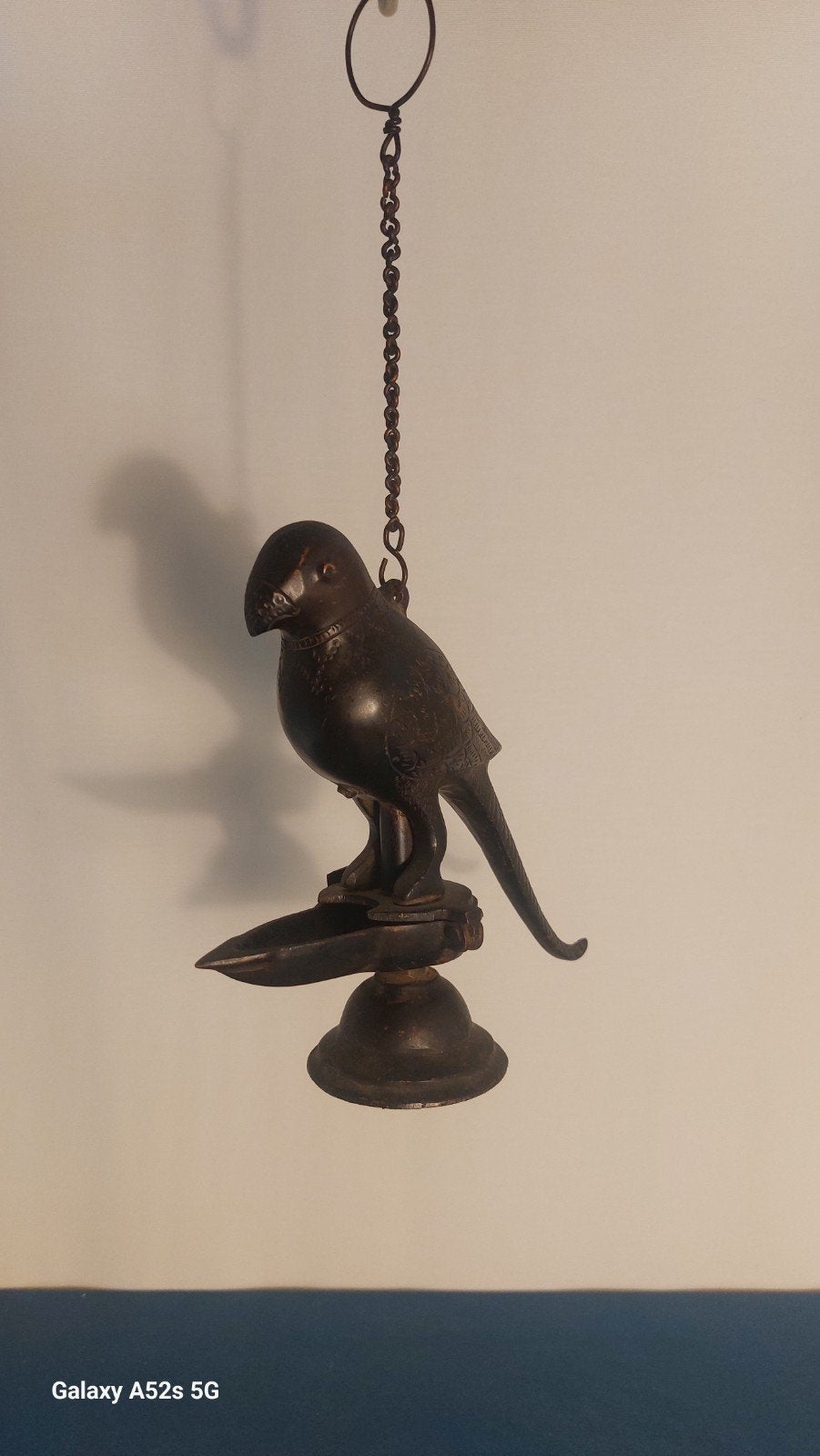 Lampe à huile ancienne en forme d'oiseau indien., Fait main, Sculpture, Enlèvement ou Envoi, Brun