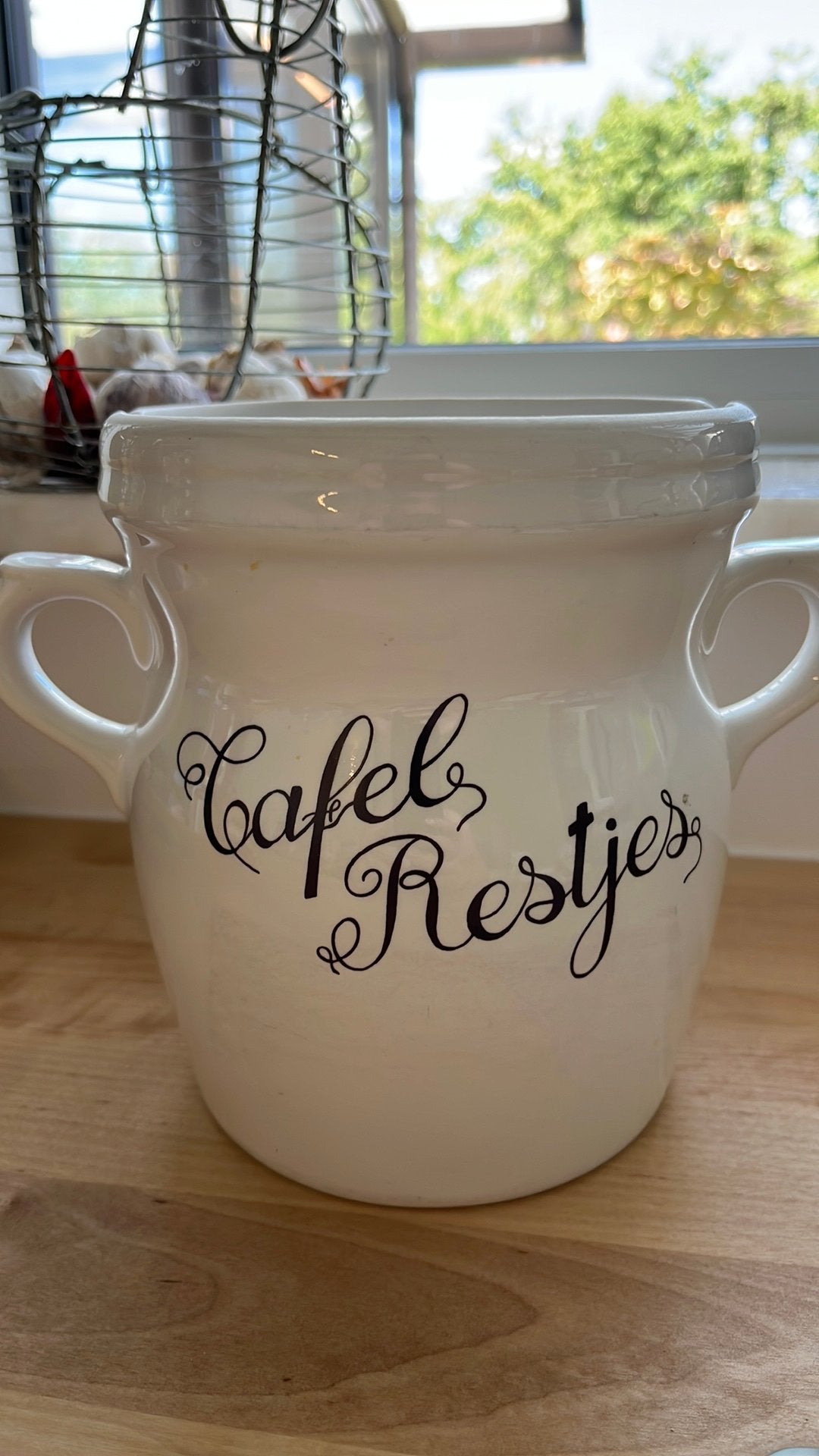 Vintage Franse Brocante Pot "Tafel Restjes" – Wit Aardewerk, Enlèvement