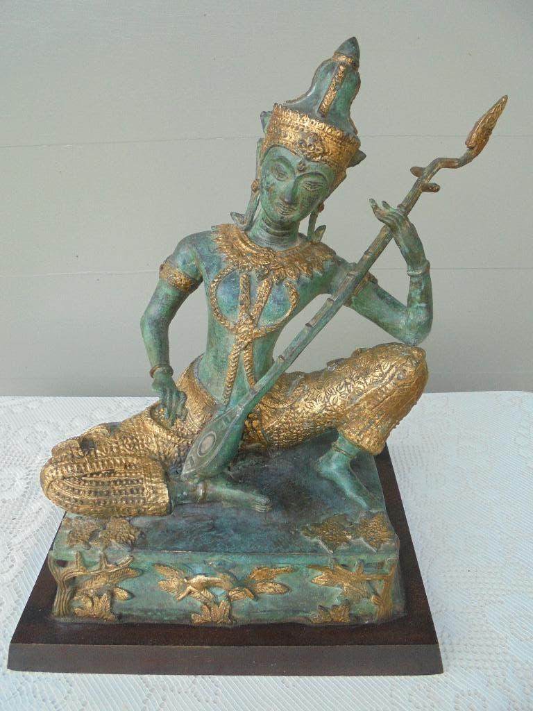 Boeddha Tempel muzikant Azie, Antiek en Kunst, Kunst | Beelden en Houtsnijwerken, Ophalen of Verzenden, Brons, Beeld, Azië