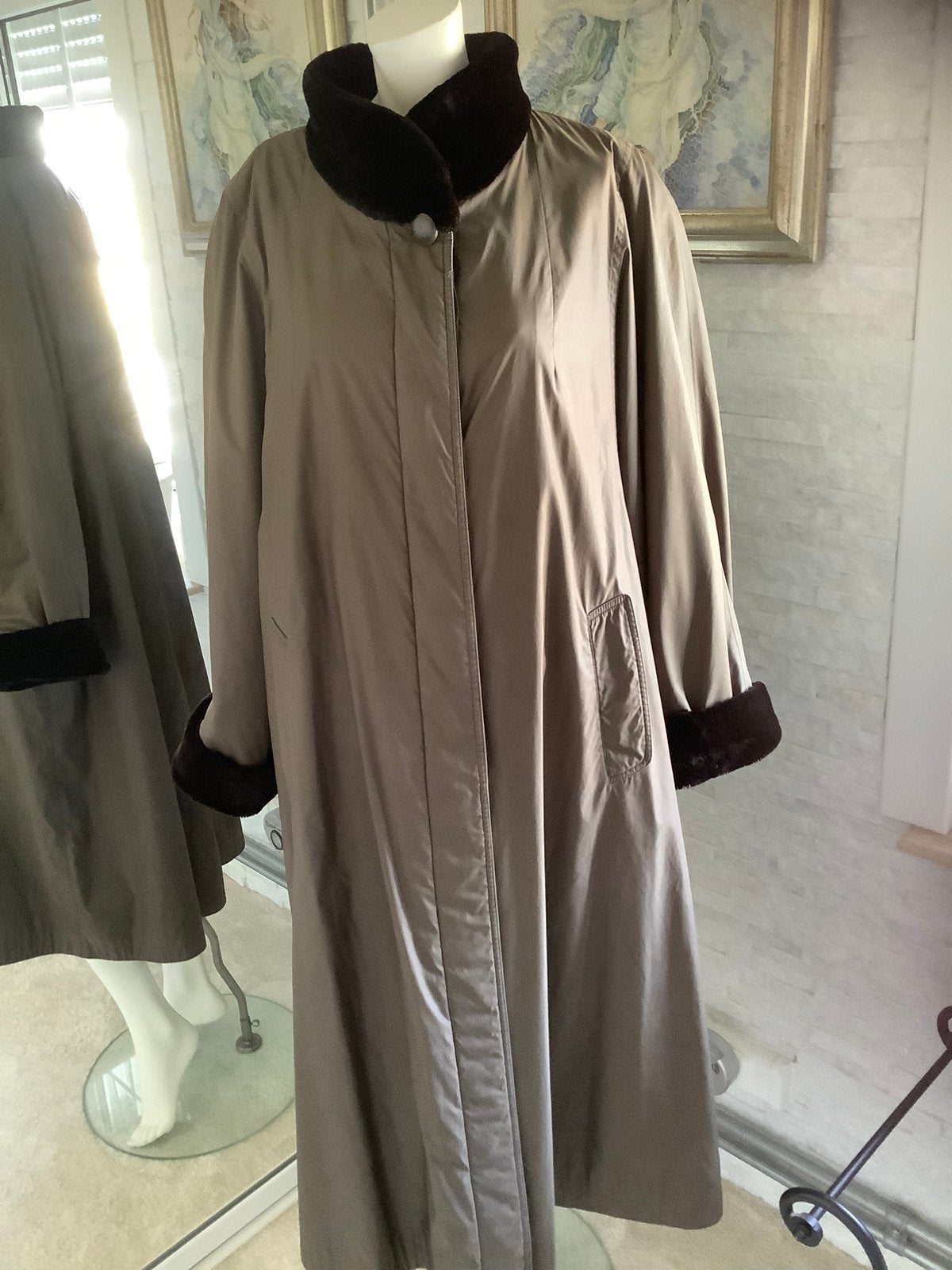 Jobis Trenchcoat met ilitatie bontkraag, Ophalen of Verzenden, Zo goed als nieuw, Maat 46/48 (XL) of groter