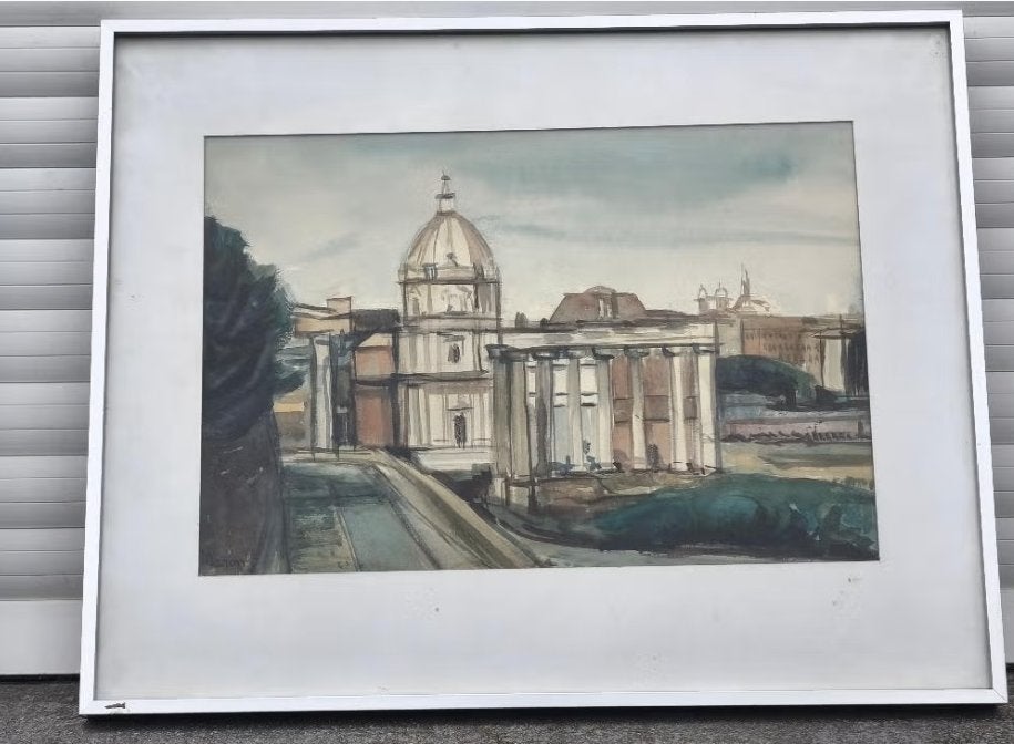 Aquarelle Rome signe Fernand maron, Antiquités & Art, Enlèvement ou Envoi, Aquarelle