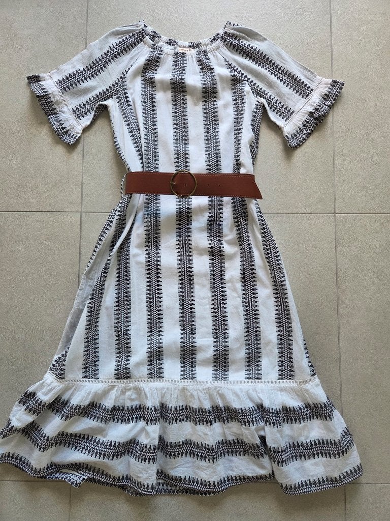 Robe rayée avec ceinture - taille 158, Enfants & Bébés, Enlèvement ou Envoi, Utilisé, Fille, Robe ou Jupe