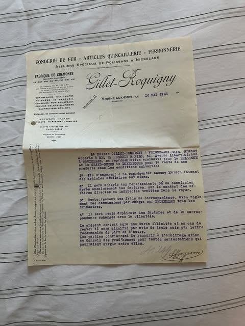lettre lettre Gillet Roquigny 1933 Vrigne aux bois, Enlèvement ou Envoi, Autres types