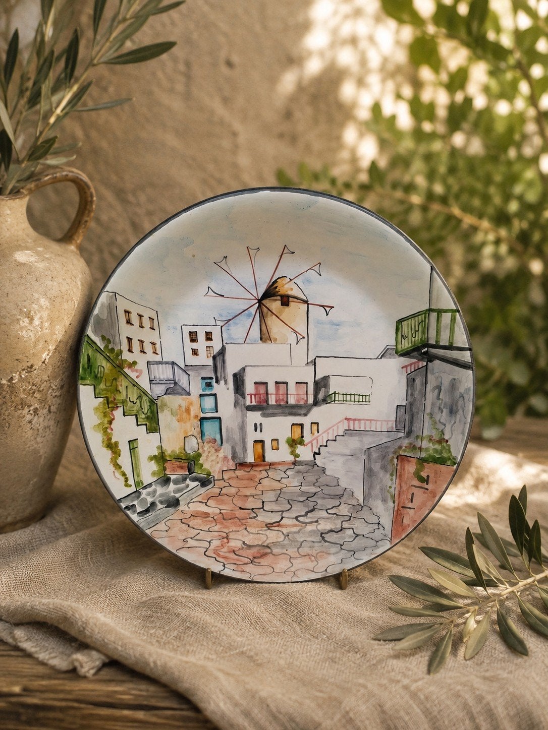Griekse decoratie handgeschilderd, Antiek en Kunst, Ophalen