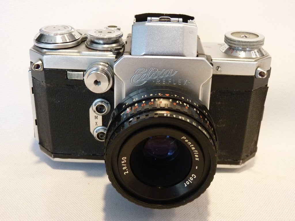 Wirgin: Edixa Reflex, schacht, Pentaflex 2.8/50 mm, 1954, Enlèvement ou Envoi, Comme neuf, Reflex miroir, Autres Marques
