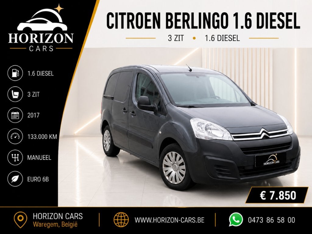 Citroen Berlingo 1.6 Diesel (3 zit ) + Garantie, 1596 cc, Euro 6, Citroën, USB