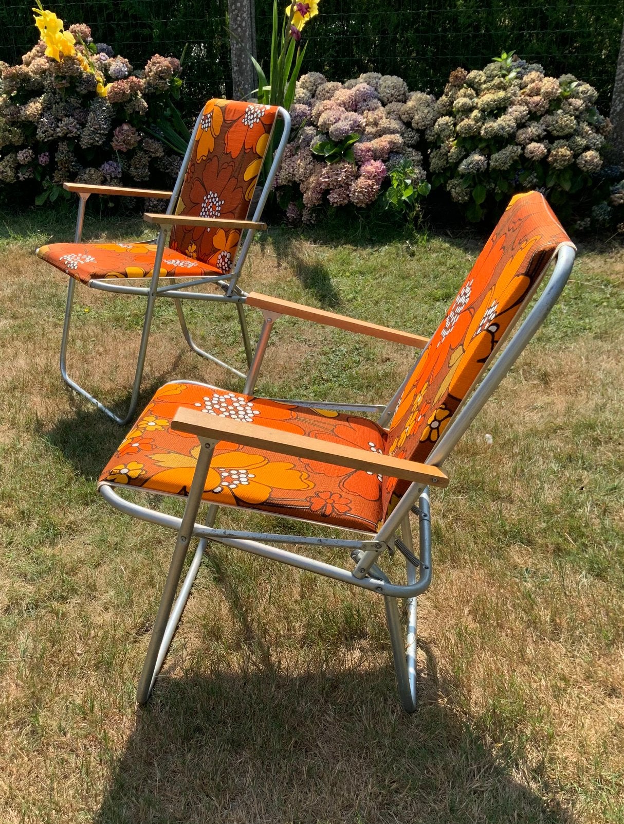 Vintage tuinstoelen, Jardin & Terrasse, Chaises de jardin, Enlèvement, Utilisé, Métal
