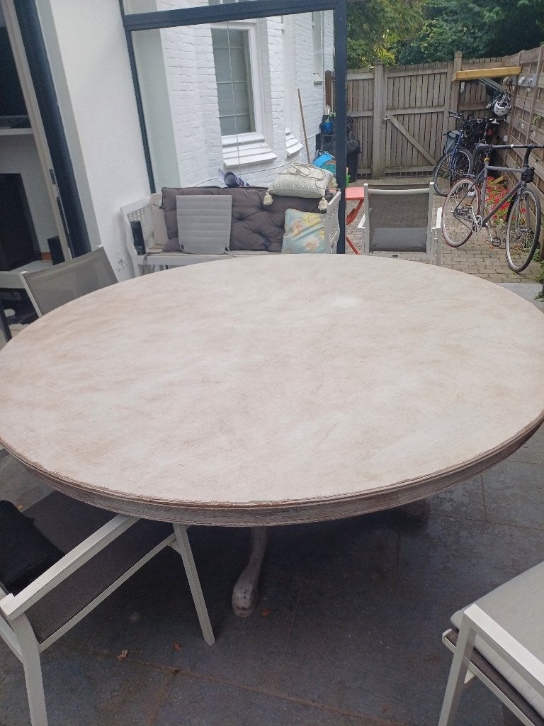 Eettafel grote ronde, diameter 180cm, Huis en Inrichting, Ophalen, Grenenhout, 150 tot 200 cm, Rond