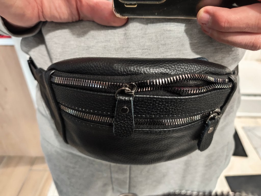 Sac banane en cuir véritable - Homme ou Femme, Bijoux, Sacs & Beauté, Sacs | Sacs à bandoulière, Neuf, Autres marques, Noir, Cuir