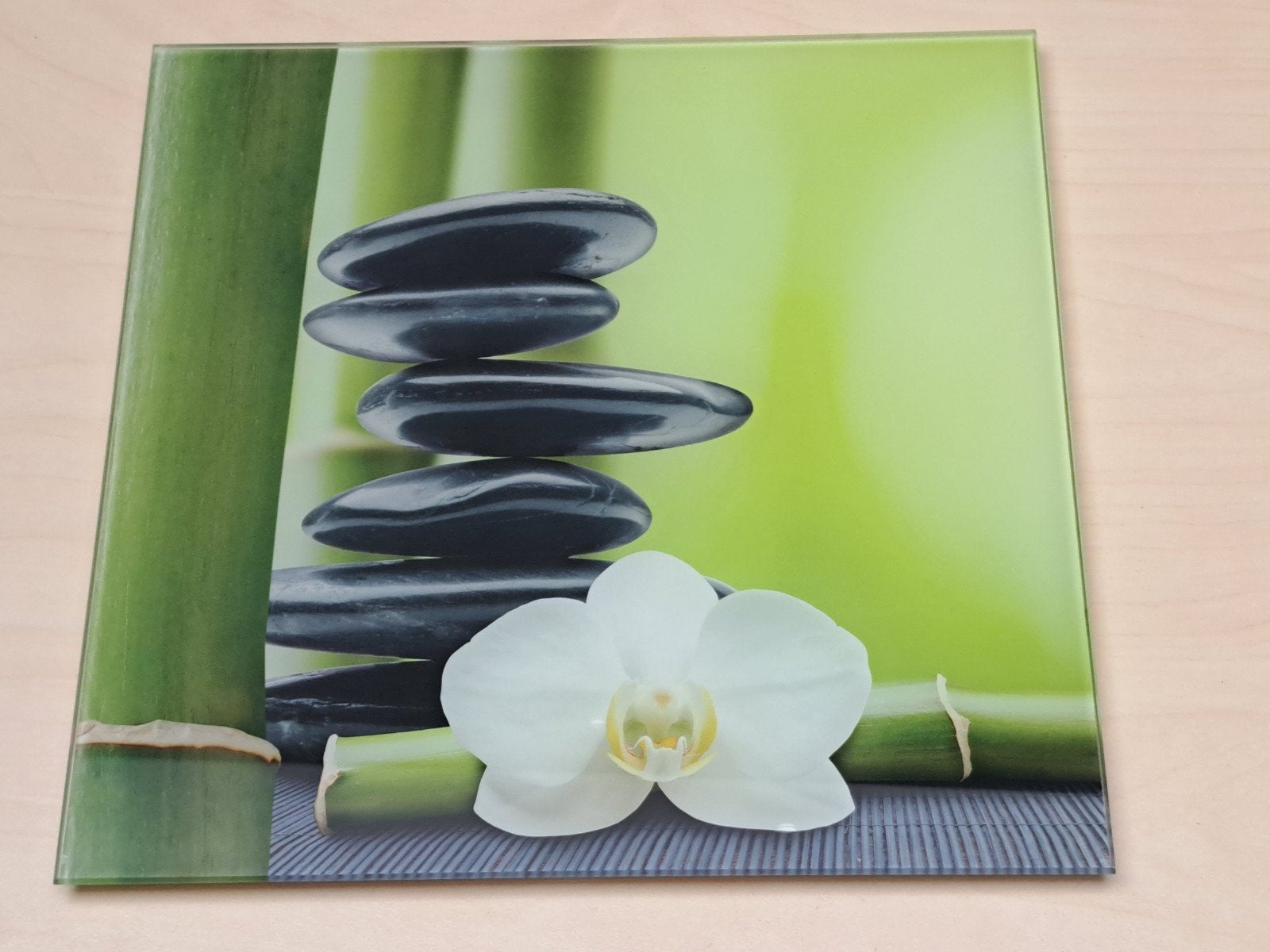 pauzeschaal glazen onderzetter 30x30 cm zen, Ophalen, Glas