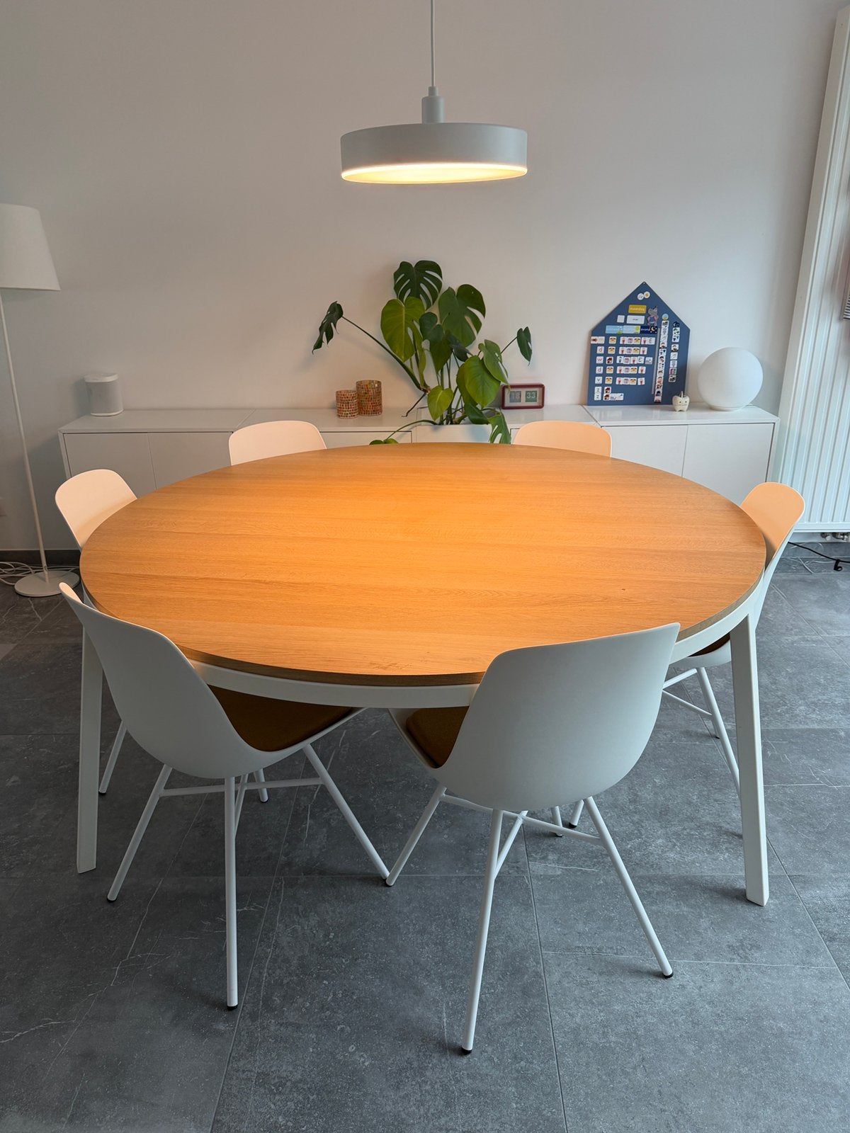 Ronde tafel merk opsmuk 160cm met 6 stoelen., Huis en Inrichting, Tafels | Eettafels, Ophalen, Rond