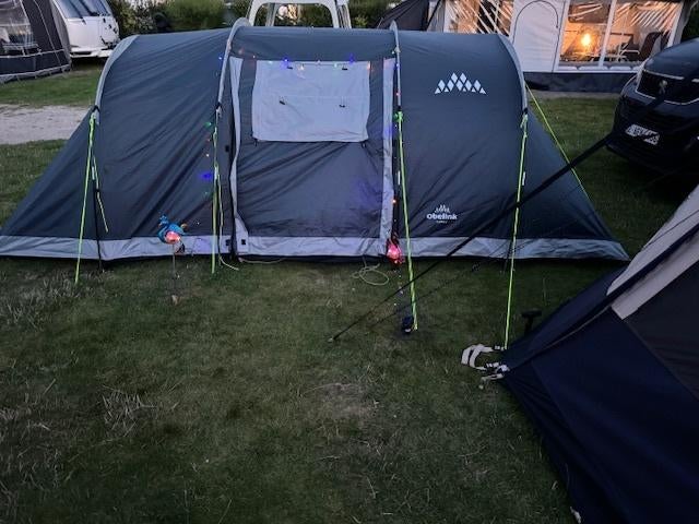 Obelink Napels 4 Poly Vis-à-Vis tunneltent, Caravans en Kamperen, Tenten, Ophalen, Zo goed als nieuw, Tot en met 4