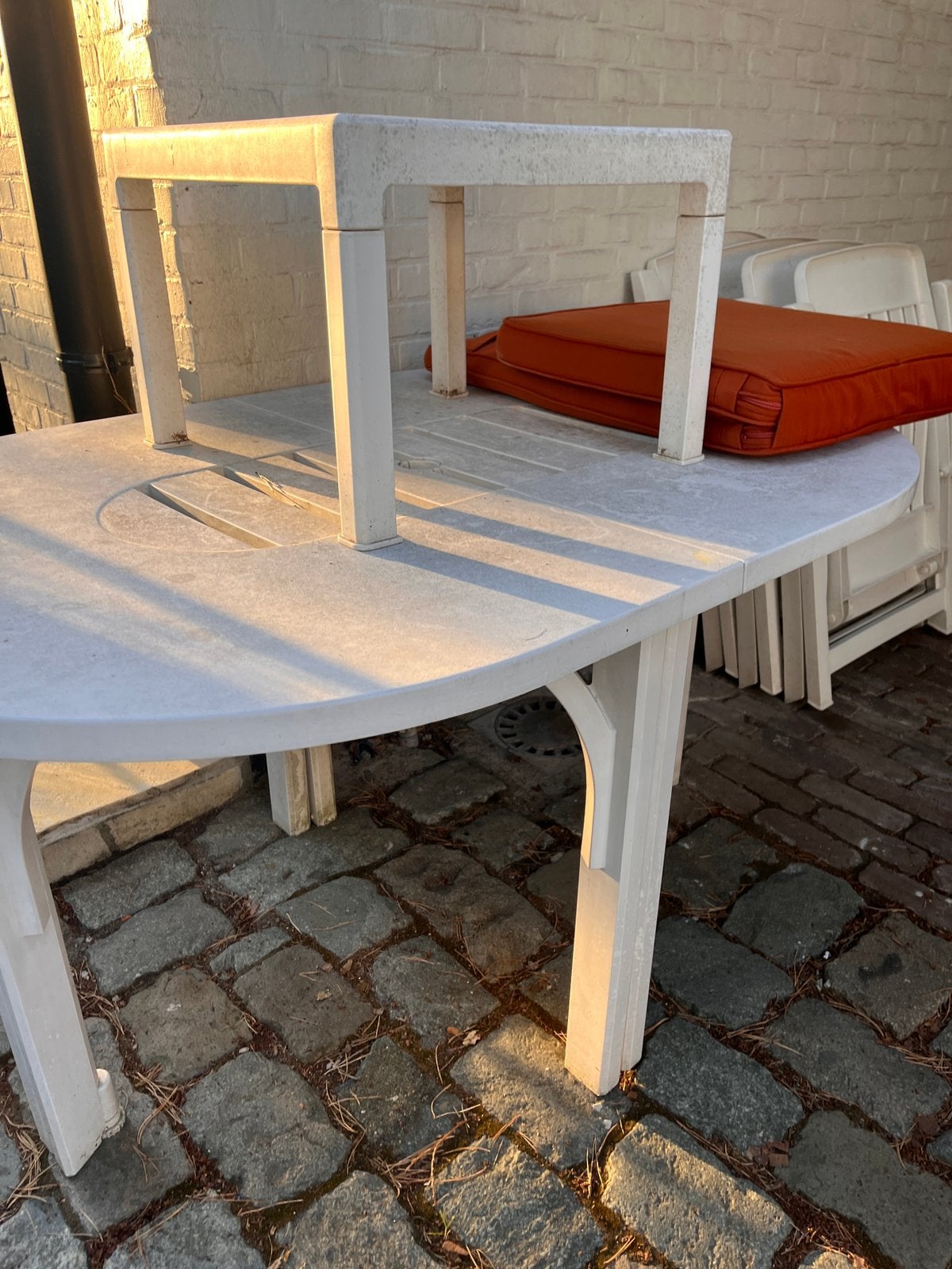 Gratis plastieken tuintafel+stoelen, Ophalen, Gebruikt
