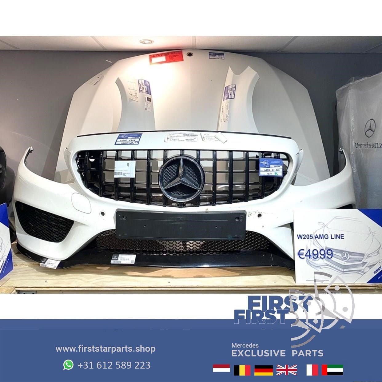 W205 C205 AMG VOORKOP WIT Mercedes C Klasse COMPLEET 2014-20, Utilisé, -, Avant, -
