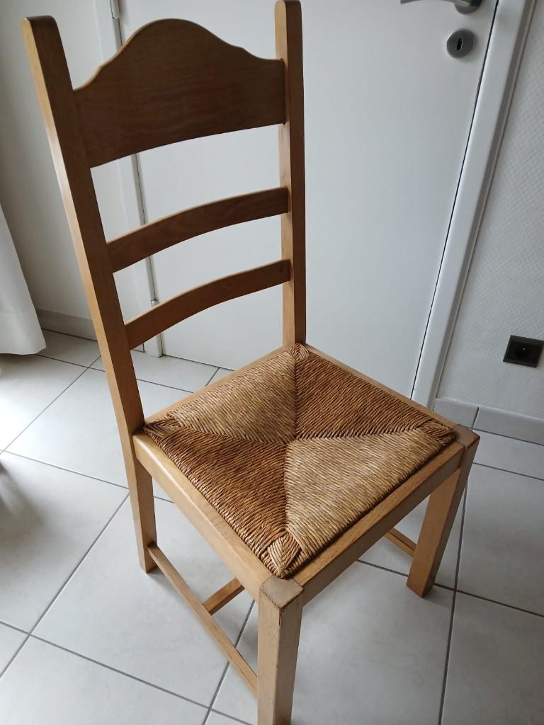 6 eiken stoelen met rieten zitting, Ophalen