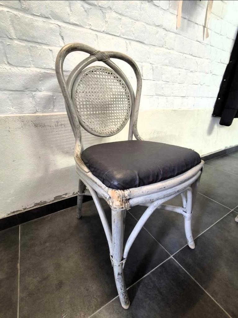 4 landelijke rieten stoelen, Huis en Inrichting, Stoelen, Ophalen, Gebruikt, Riet of Rotan, Bohemien / vintage