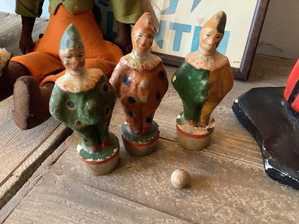 Antieke clown kegels ! Jaren 30/40, Enlèvement ou Envoi