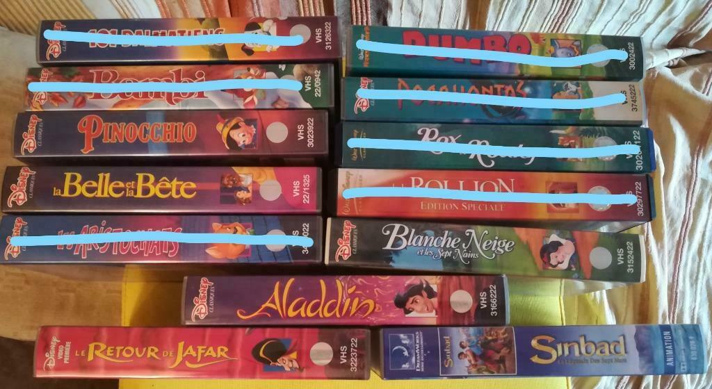 Lot de 6 cassettes vidéos Disney (originales), Tekenfilm, Alle leeftijden, Ophalen of Verzenden, Zo goed als nieuw