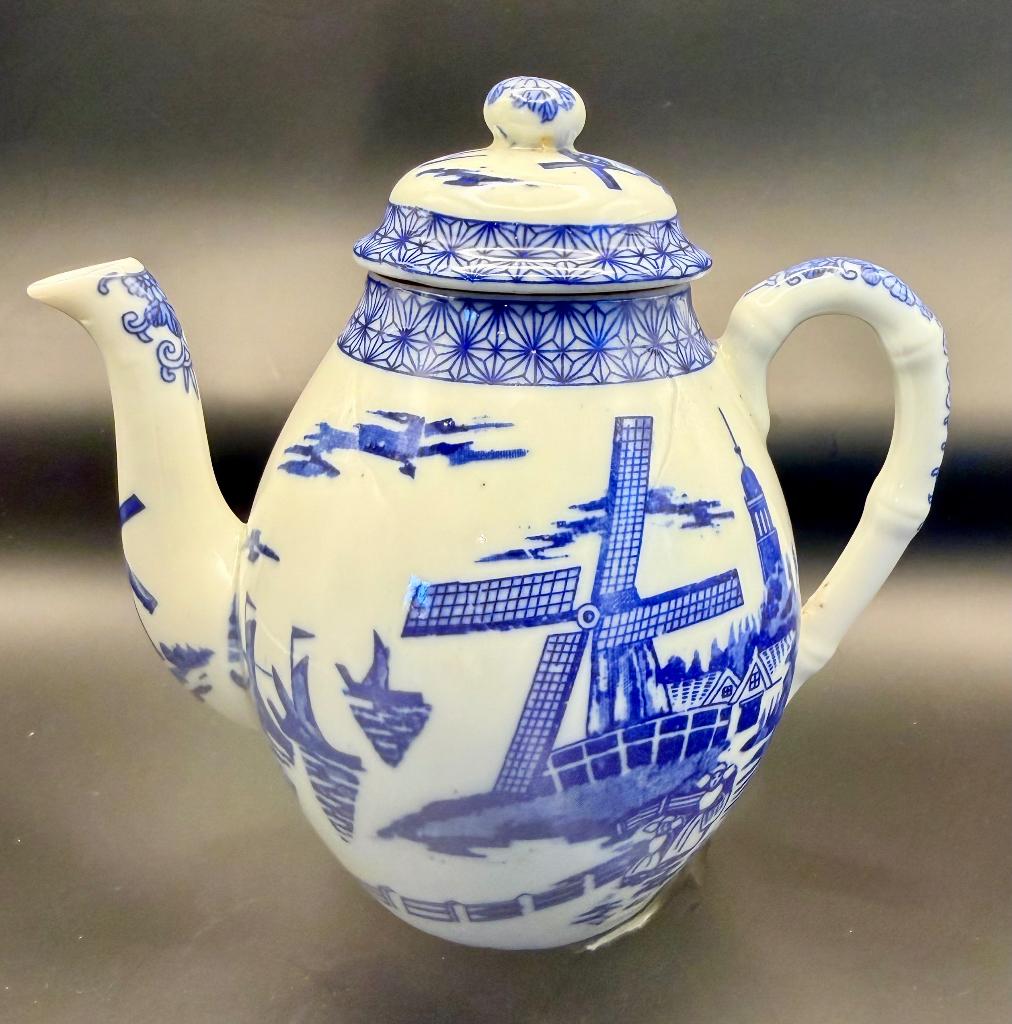 Vintage Theekannetje in Delfts Blauw Stijl Japans Porselein, Ophalen of Verzenden