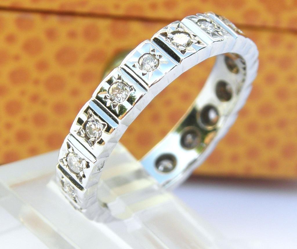 Alliance en or 18 carats avec diamants, Bijoux, Sacs & Beauté, Bagues, Enlèvement ou Envoi, Plus petit que 17, Comme neuf, Or