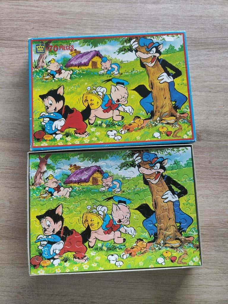 Puzzel de drie biggetjes - 70 stuks, Ophalen, Zo goed als nieuw