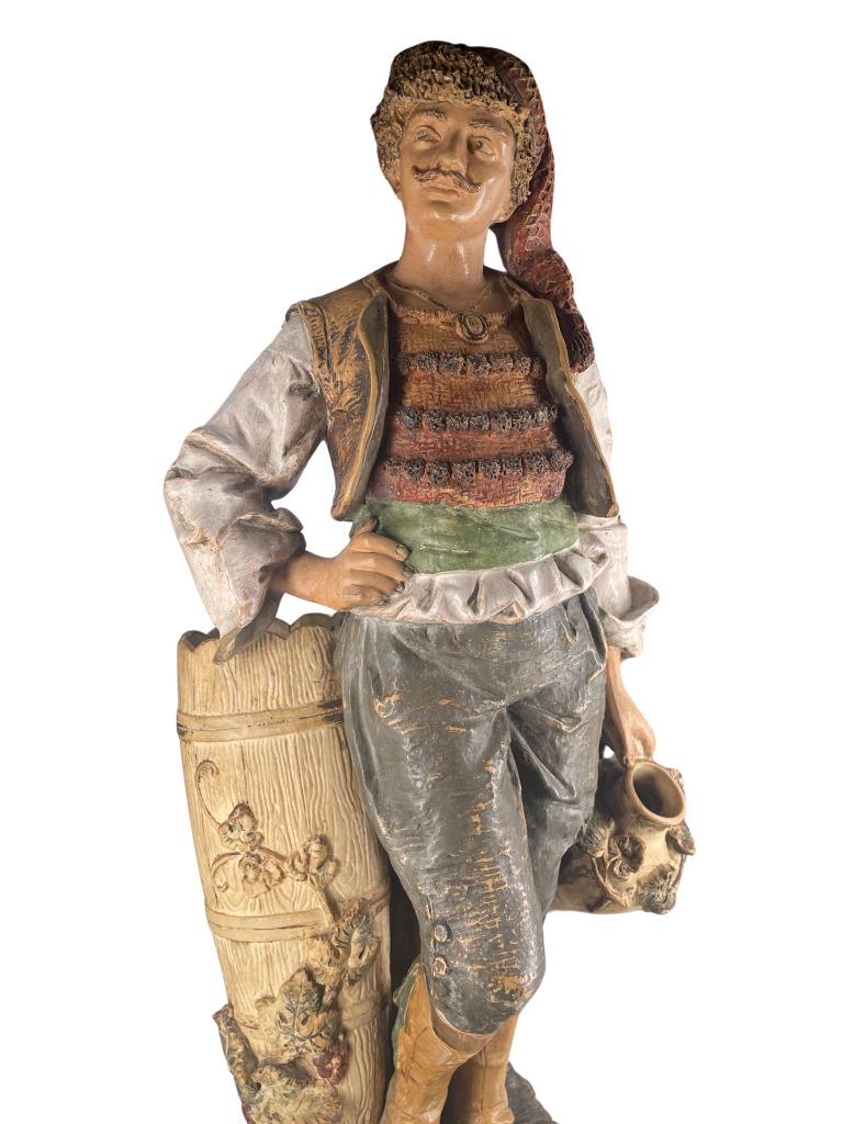 Polychroom terracotta „Italiaanse boer” — Goldscheider, Ophalen of Verzenden