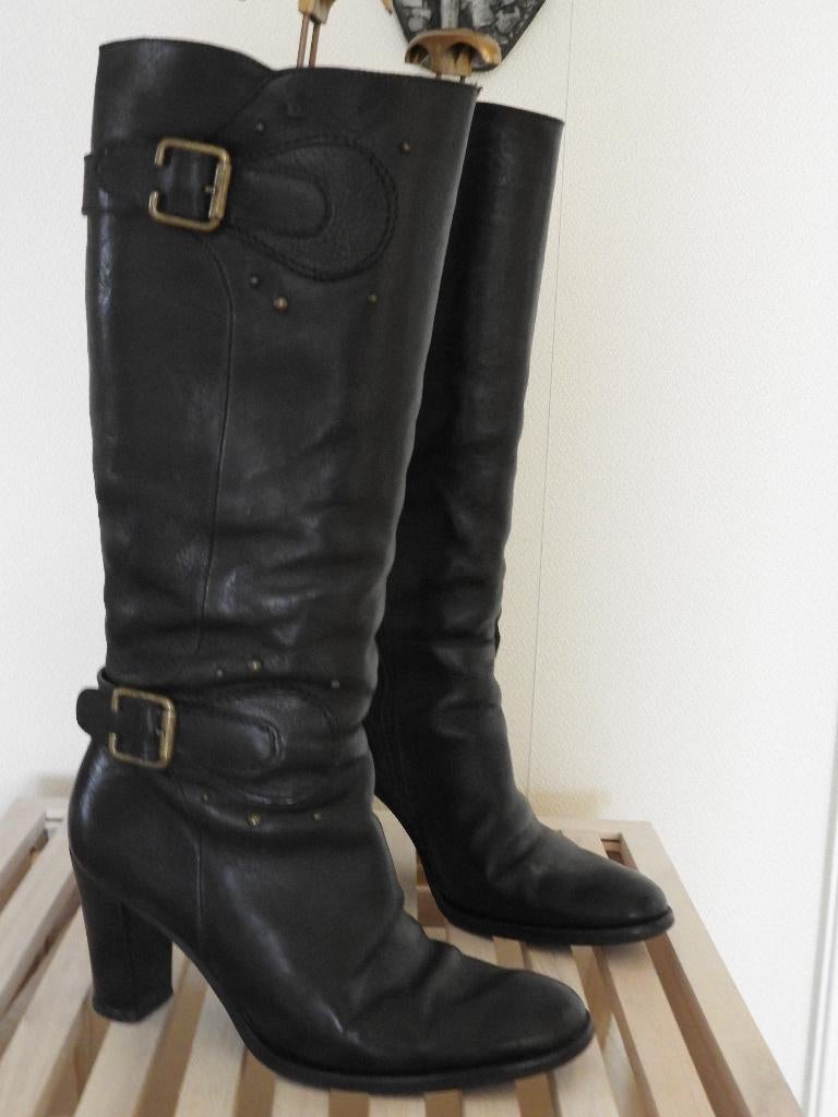 XANDRES laarzen - MT 40,5 - leder - goede staat, Kleding | Dames, Schoenen, Hoge laarzen, Zwart, Ophalen of Verzenden, Gedragen