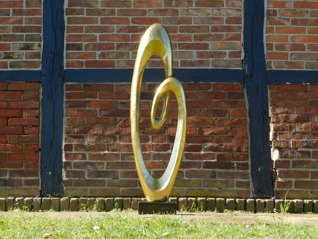 Groot abstract beeld IX - alu messing - op voet van graniet, Enlèvement ou Envoi